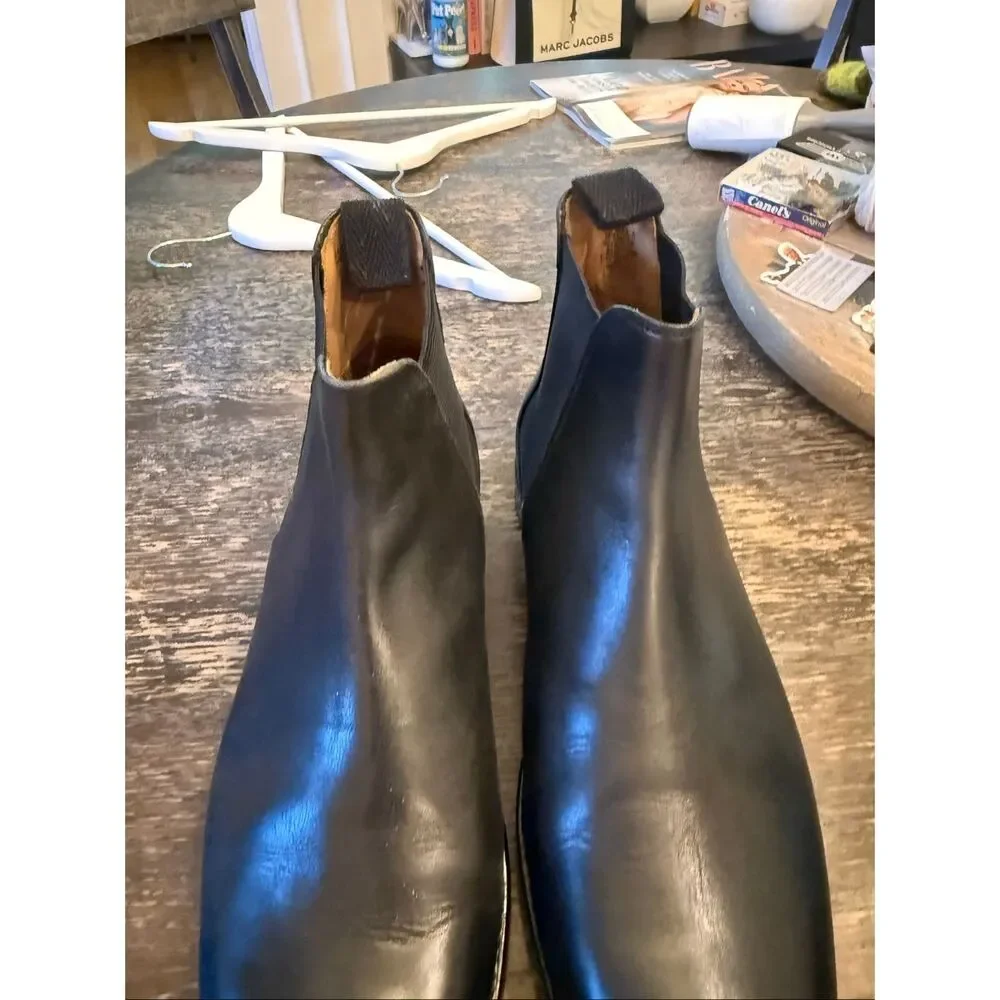 Marks & Spencer Black Leather Chelsea Boots sz 9.5 US EUC
